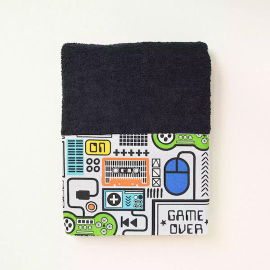 Black Towel with Video Games Design 80 X 380342 Cm 380342 Ntampoudis Ntm-380342