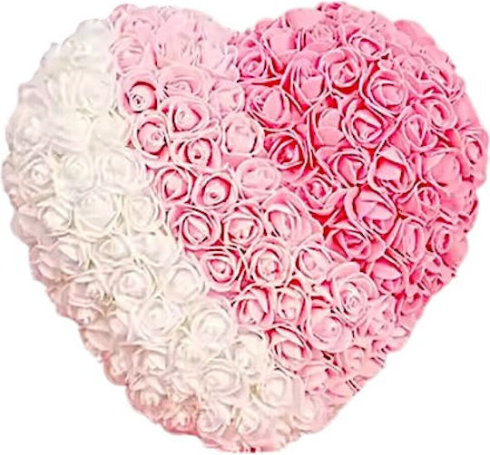 Mohicans Valentine's Day Heart Artificial Roses Box 25cm 0988-6 Pink White