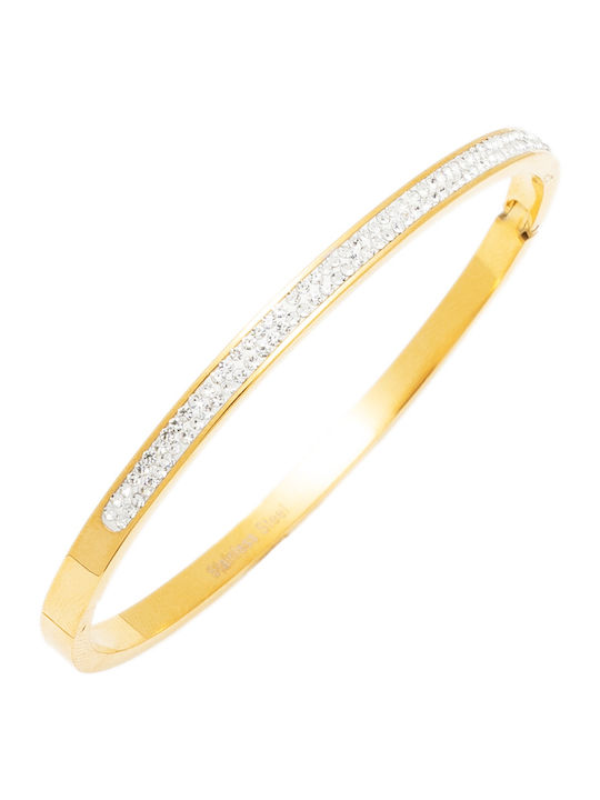 Women's Gold Plated Steel Handcuff Bracelet with Zircon 6cm