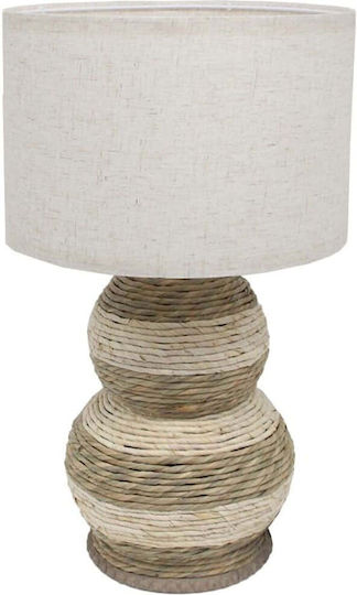 InTheBox Table Lamp Made of Rope for E27 Socket with White Shade and Beige Base