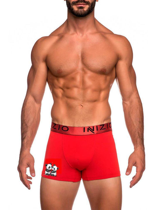 Inizio Men's Boxer Red with Patterns
