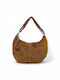 Damentasche und Handtaschen aus Leder Schulter Crossbody Wildleder Tabac Braun