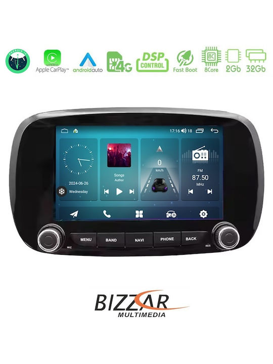Bizzar Auto-Audiosystem Für Fiat 500X 2015-2020 Bluetooth USB Eingebautes Wi-Fi GPS Apple CarPlay Android Auto Mit 7 Zoll Touchscreen