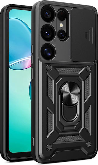 Hurtel Hybrid Задна корица Силикон / Пластмаса / Метал Черен (Galaxy S25 Ultra)