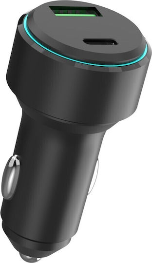 Forever Car Charger 32W with Ports: 1xUSB 1xType-C