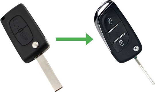 Car Key Shell with Blade with 2 Buttons for Peugeot