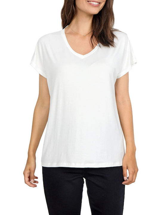 Women's Blouse with V Neckline White
