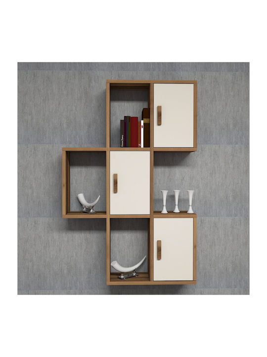 Ράφι Τοίχου Flora Walnut-cream 50x20x112.6εκ.