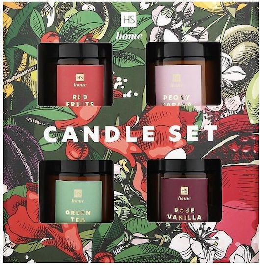 HiSkin Aromatic Soy Candle In Jar With Rose Perfume 400gr 4 Pieces
