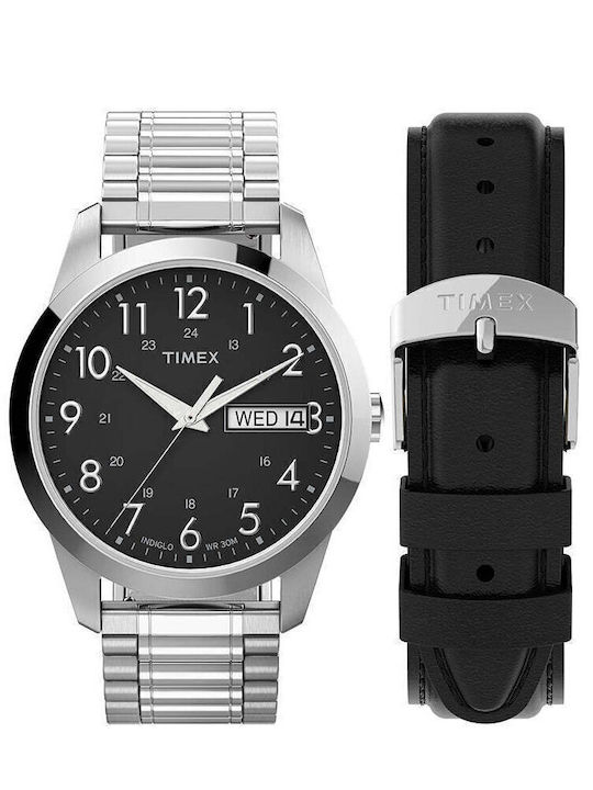 Timex Street Sport Herrenuhr Batterie mit Silber Metallarmband