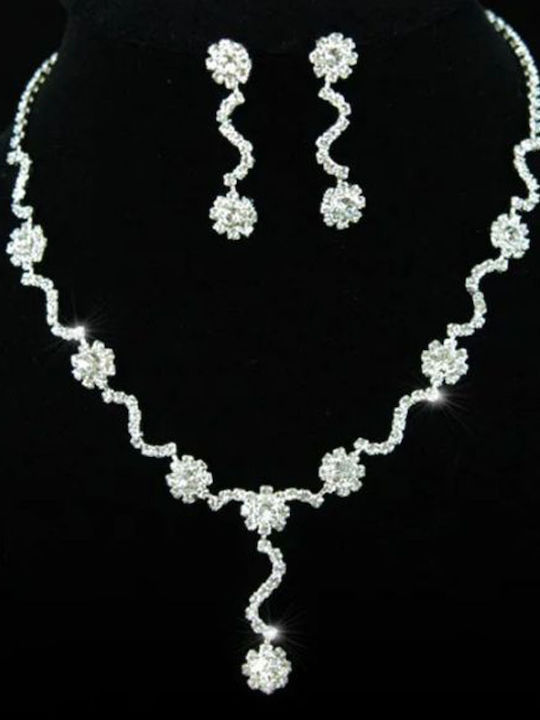 Memoirs Set with Necklace & Earrings from Silver with Stones