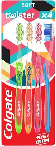 Colgate Twister Четка за зъби Купи 1, вземи 1 безплатно Soft Blue / Green / Orange / Pink 4бр