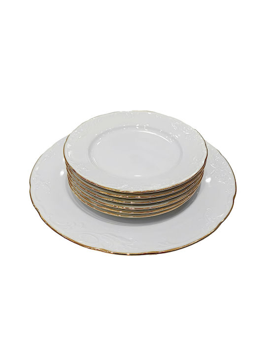 XM-Casa Plate Shallow made of Porcelain White 7pcs