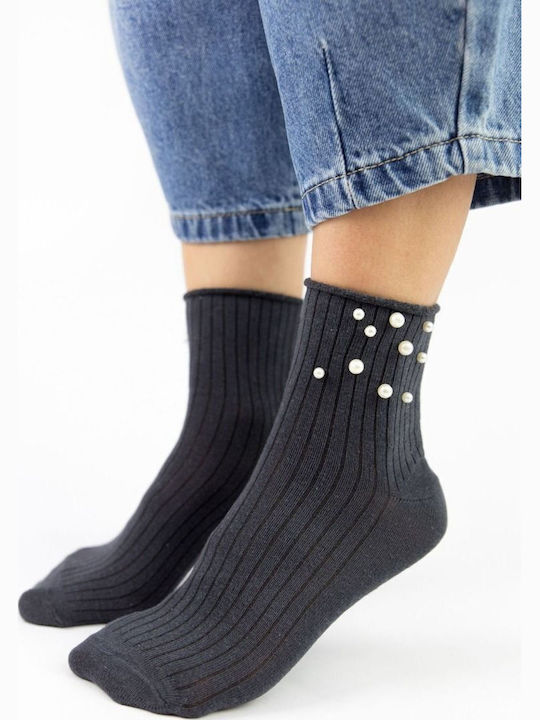 Damenmode Socken Shine III Baumwolle Pamela 18792 Dunkelgrau