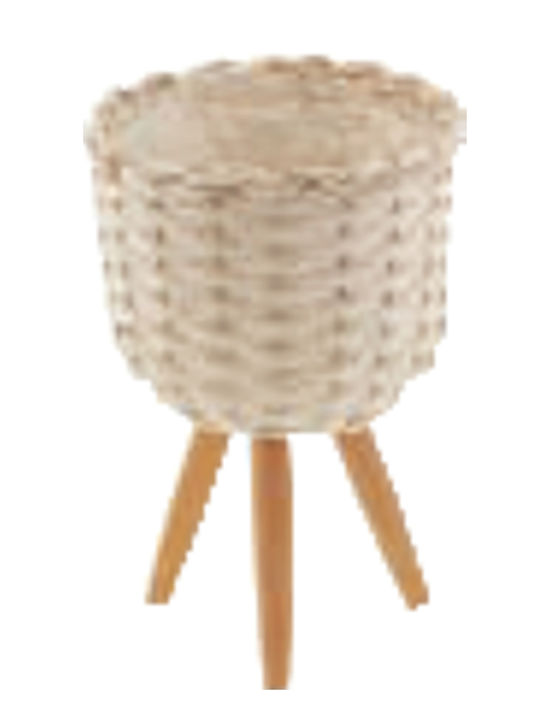 TnS Planter Wooden White with Stand 22x22cm.