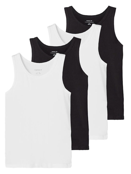 Name It Set of Kids' Undershirts White-black 4pcs