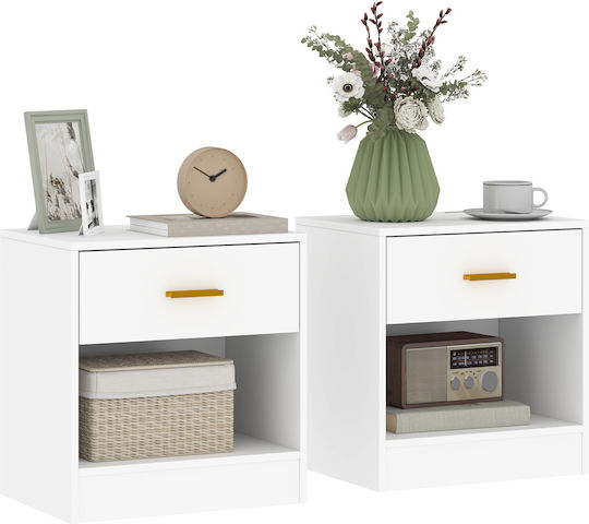 Bedside Tables Wooden White 2 Pieces 39x28x41cm