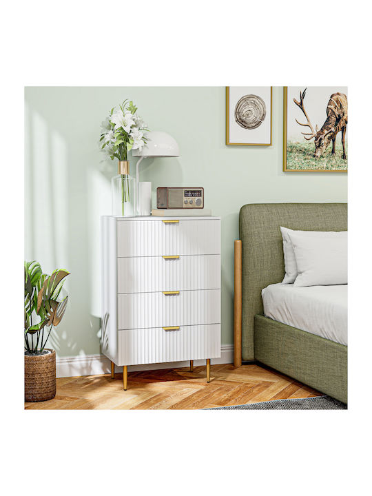 Wooden & Metallic Chest of Drawers with 4 Drawe...
