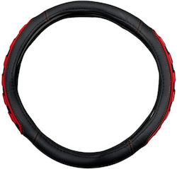 Husă Volan Auto cu Diametru 38cm Din Piele Negru cu Cusătură Neagră