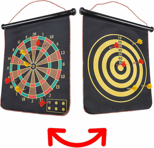 Tablă de Darts Magnetică cu 6 Săgeți Magnetice, Pliabilă, Față Verso, 41 X 48 Cm
