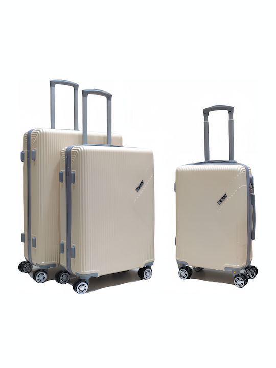 Felbags Valize De Călătorie Scleroase Bej Cu 4 Roți Set 3 Buc