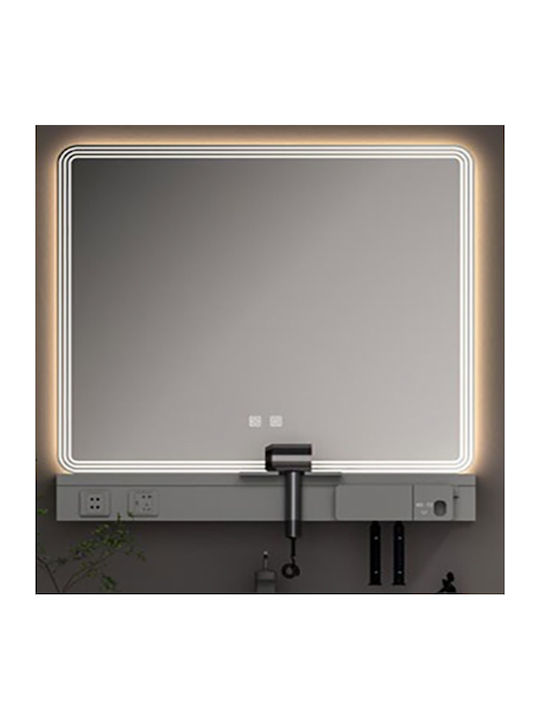 Martin Καθρέπτης Μπάνιου Led από Plywood με Μήκος 80cm Γκρι