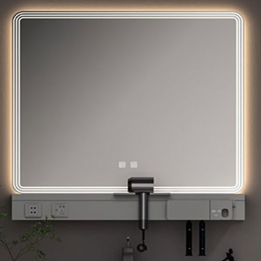 Martin Καθρέπτης Μπάνιου Led από Plywood με Μήκος 80cm Γκρι