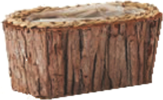 Jardinieră ovală din lemn 24 x 14 x 11cm naturală