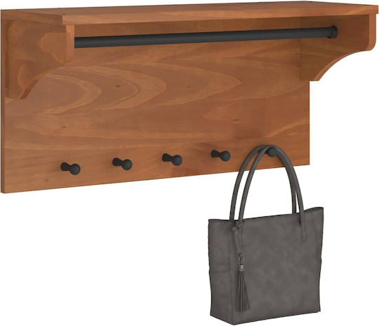 vidaXL Κρεμάστρα Τοίχου Ξύλινη 5 Θέσεων Καφέ 87x30cm