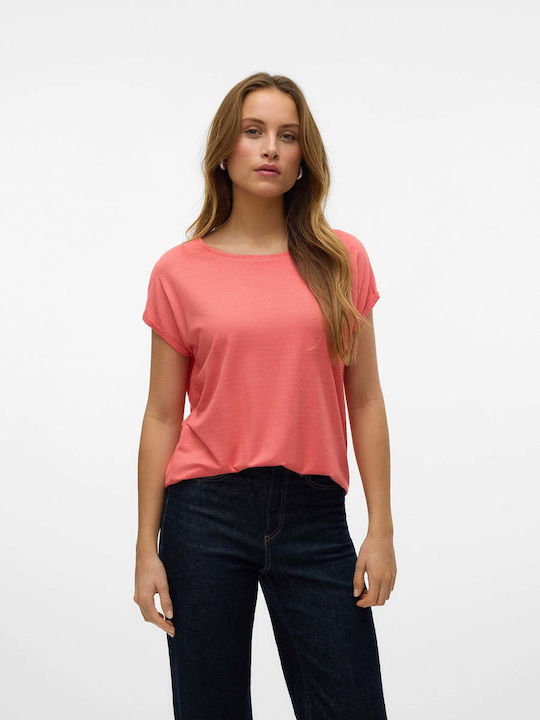 Vero Moda Γυναικεία Μπλούζα Κοντομάνικη Κοραλί