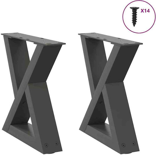 vidaXL Metallisches Möbelbein 2Stücke Für Tisch / Beistelltisch 30x30cm Anthrazit