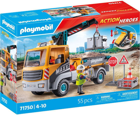 Playmobil Action-Helden LKW mit Kran für 4-10 Jahre