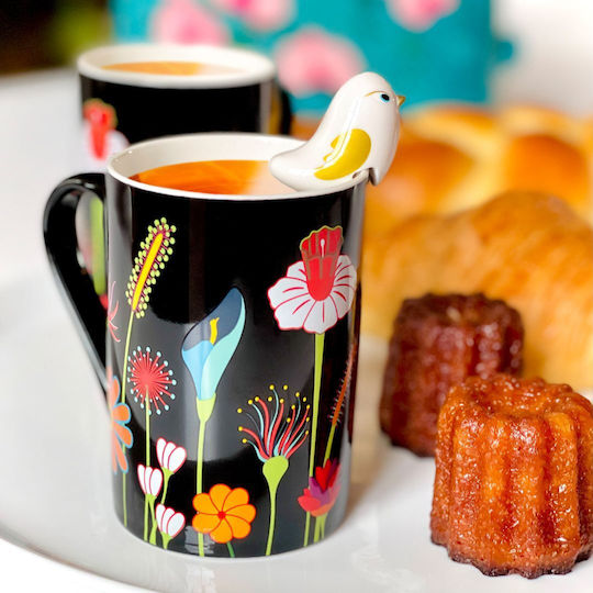 Pylones Schluck Jardin fleuri Mug from Porcelain Black 300ml Pylones Schluck Jardin fleuri Mug from Porcelain Black 300ml