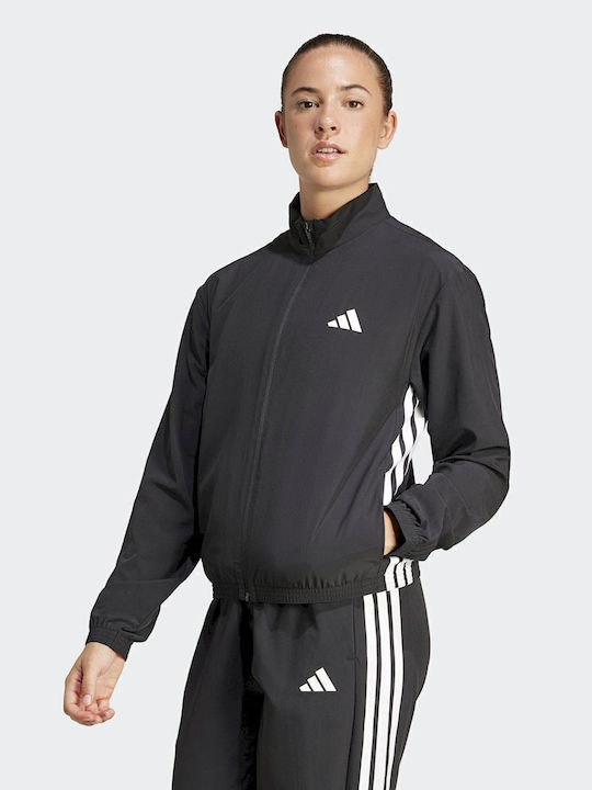 Essentials 3-Stripes Γυναικεία Αθλητική Ζακέτα Μαύρη