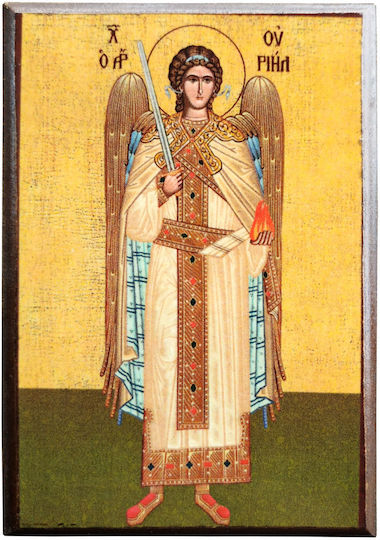 Archangel Uriel Full-body "Icon Frame Category Paper Krn No 00 Dimension 6.5cm X 9.5cm" Wood MDF Icon S&k Byzantine Icons