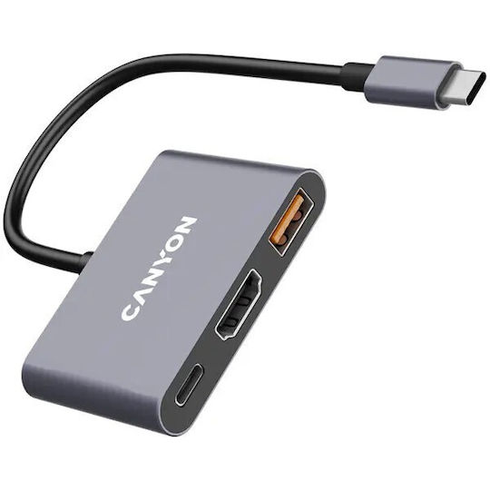 Canyon USB-C Laptop Docking Station with HDMI 4K PowerDelivery Gray