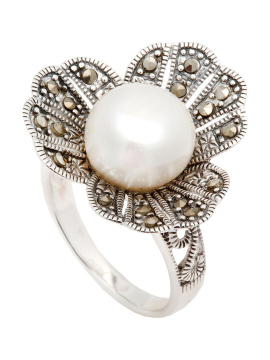 Silverline Ring with Pearls made of Silver
