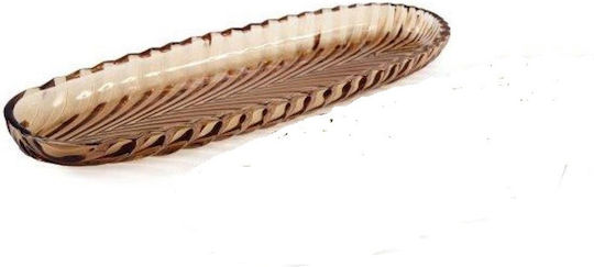 Atmosphera Oval Glass Decorative Platter Brown 39.5x13x3cm