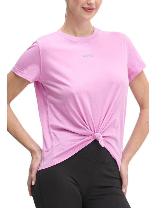 Logo Women's Blouse Cotton Short Sleeve Purple