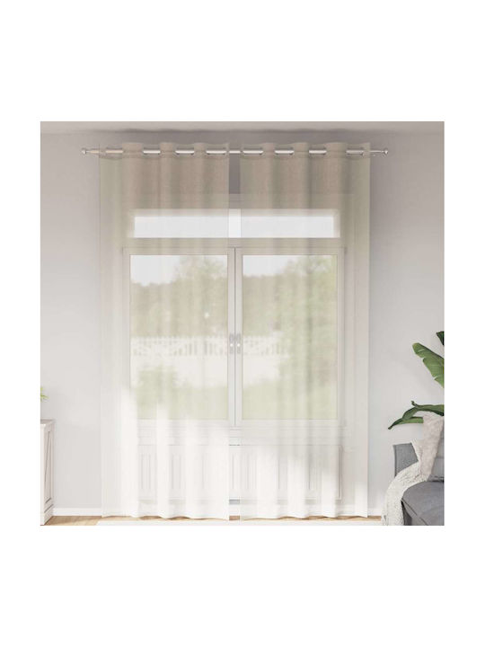 vidaXL Set Perdele Cu Capse Bej 140x260 cm