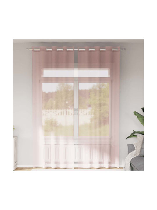 vidaXL Set Perdele Cu Capse Roz 140x260cm