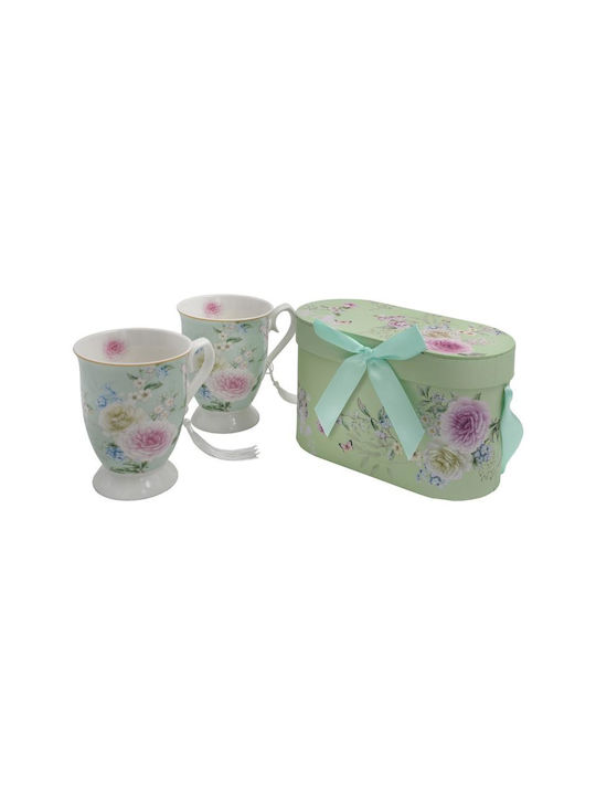 Fylliana Floral Чаша Керамично Зелена 2бр