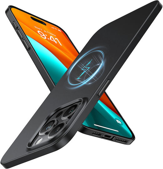 Torras Originfit-mag Umschlag Rückseite Kunststoff / Silikon Schwarz (iPhone 15 Pro Max)