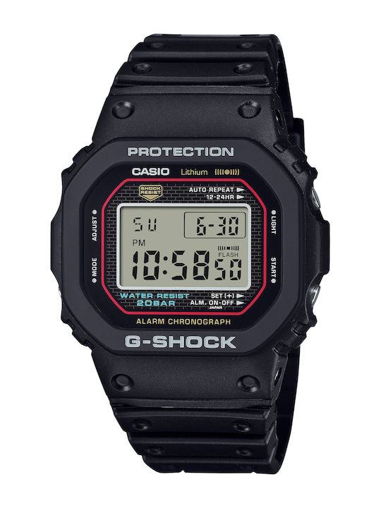 Casio G-shock Ψηφιακό Ανδρικό Ρολόι Χρονογράφος Μπαταρίας με Μαύρο Καουτσούκ Λουράκι