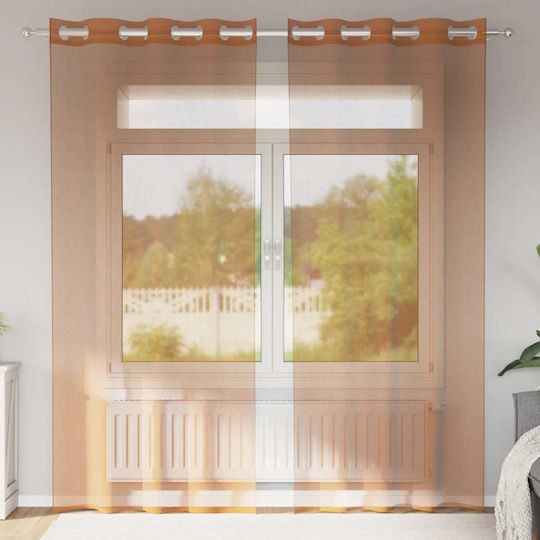 vidaXL Комплект Пердета И Завеси С Копчета Оранжеви 140x245см
