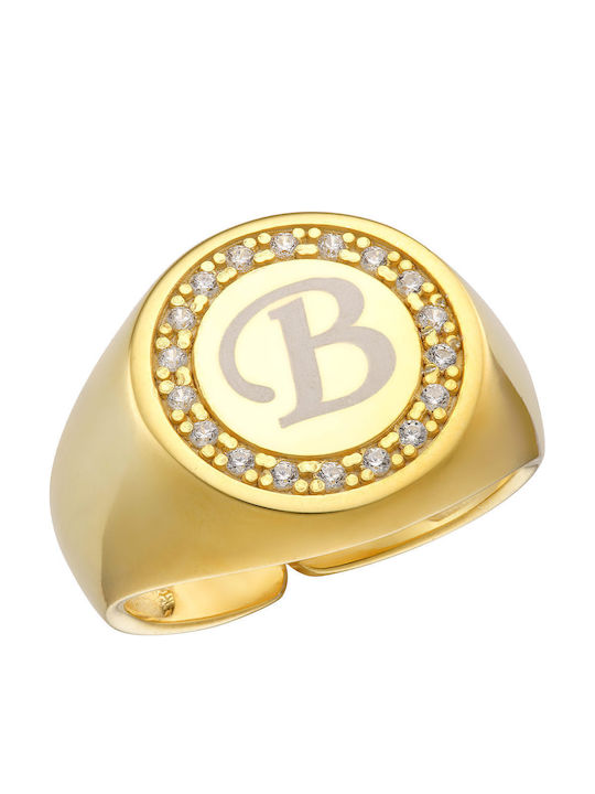 Dio Jewellery Lab Femeie Chevalier Inel din Argint Placat cu aur