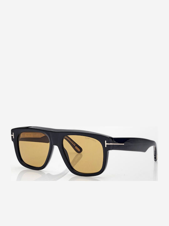 Tom Ford Icon Ochelari De Soare Pentru Bărbați Cu Ramă Neagră Din Plastic Și Lentile Galbene Degrade FT1201 01E