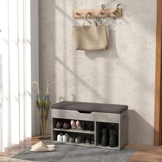 Entry Furniture with Shoe Rack & Bench Black and Grey 80x30x45cm