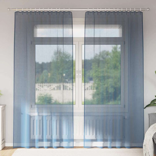 vidaXL Set Perdele Fereastră Cu Coafură Albastră 140x245cm