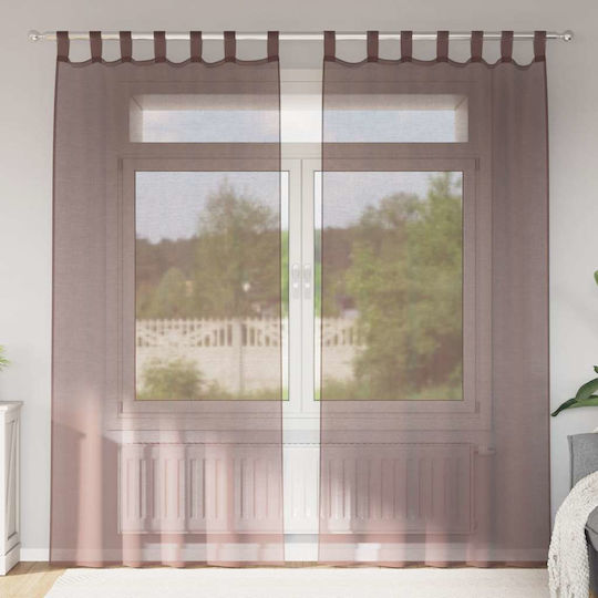 vidaXL Комплект Пердета И Завеси С Презрамки Woalo Кафяви 140x245см